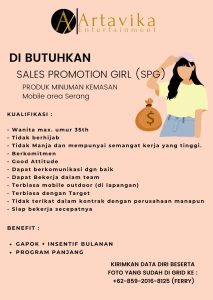 Lowongan Kerja di Artavika Entertainment Penempatan Area Serang  Dapat Gaji Pokok dan Insentif Bulanan
