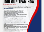 Lowongan Kerja Warehouse Head PT Dinasira Sembada di Cikupa, Tangerang