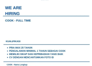 Lowongan Kerja Cook (Full-Time) di Sekala, Kota Serang