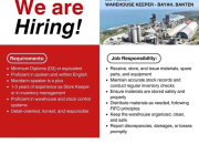 Loker Warehouse Keeper PT Sinoma Development Indonesia Bayah Banten (D3 & English Proficient)