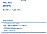 Lowongan Kerja Barista Full Time Sekala Coffee di Kota Serang