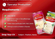 Lowongan Kerja PT Batavia Indo Global (Baroka Milk) 2025 – Posisi Operator Produksi
