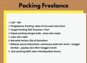 Lowongan Kerja Packing Freelance Jakarta 2025: Uang Harian & Bonus Menarik