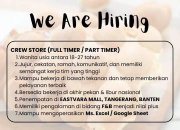 Lowongan Kerja Crew Store (Full Timer / Part Timer) Waffelicious di Eastvara Mall Terbaru 2026