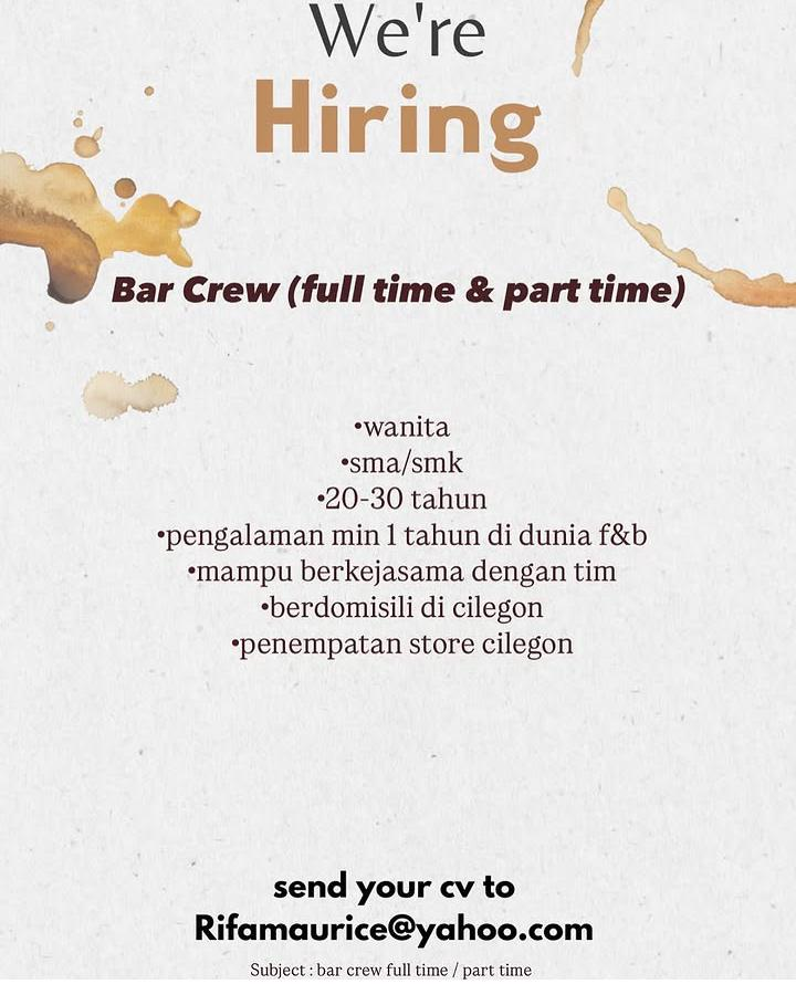 Rifa Rice Lowongan Kerja Bar Crew Rifa Mau Rice Cilegon Terbaru 2026 ...