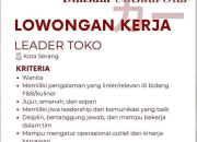 Lowongan Kerja Leader Toko Dimsum Mentai Kar Kota Serang Terbaru 2026